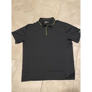 Nike Golf Tour Performance Polo‎ Shirt XL Black Dri-Fit Stretch Pinstripe
